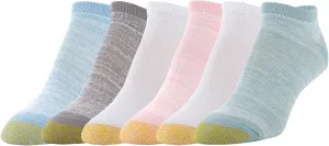 GOLDTOE Women's Free Feed Soft Low Cut Socks (6 Pair Pack), Aqua, Blush, White/Grey, Light Blue, Shoe Size: 6-9