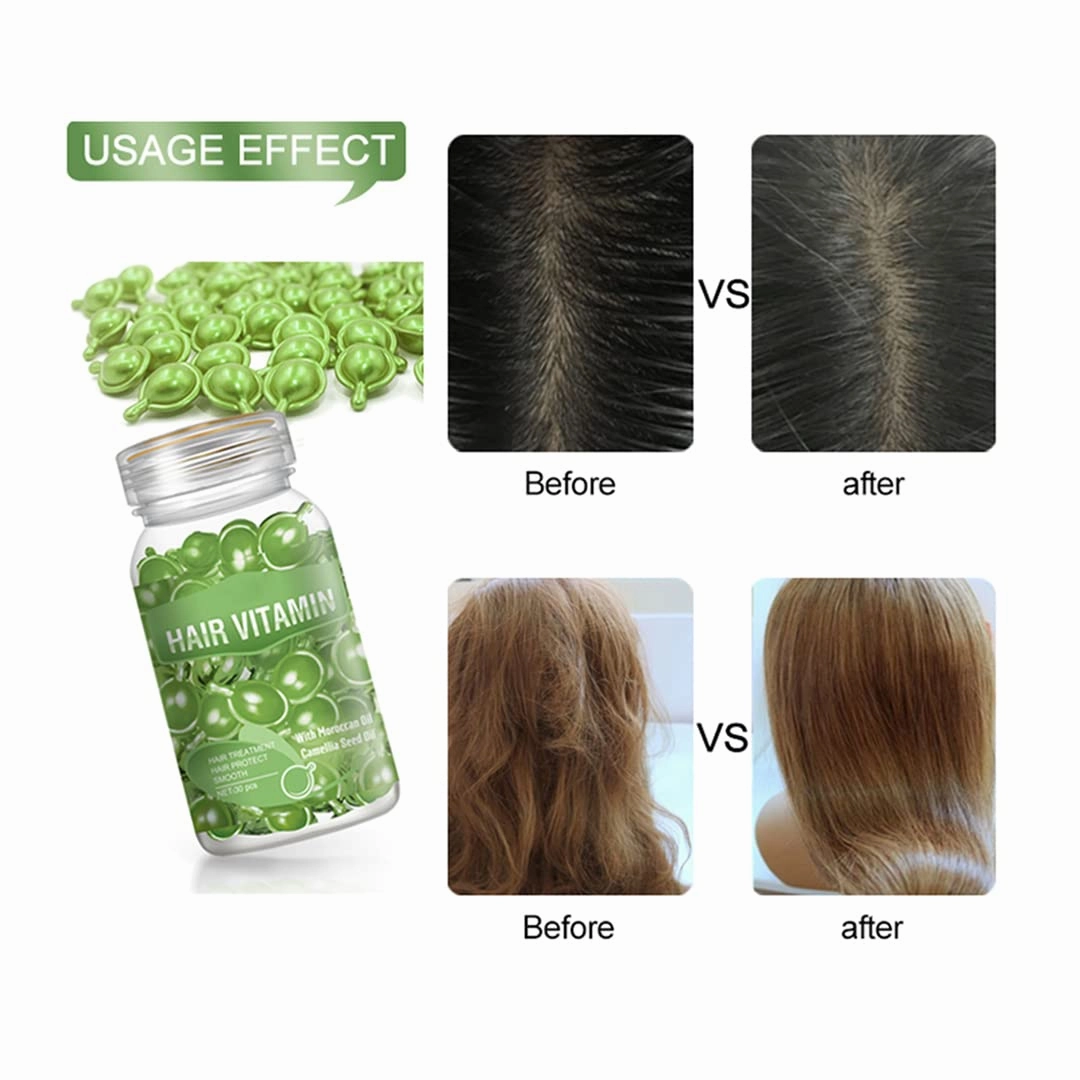 GOWWIM Hair Vitamin Serum Capsules - Argan, Macadamia, Avocado Oil Complex for Smooth, Silky Hair Growth and Repair, 30 PCS