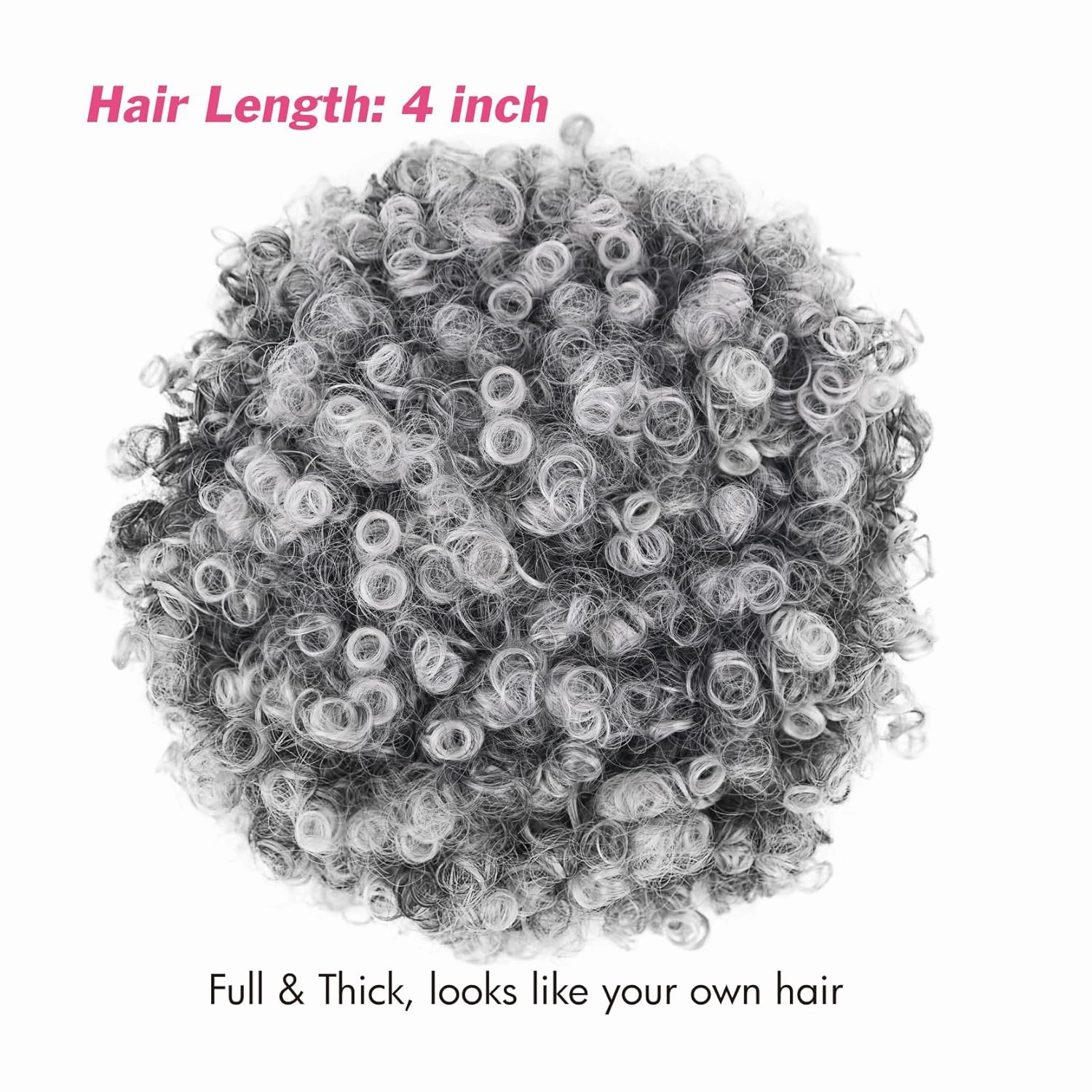 Grey Afro Headband Wig Short Afro Kinky Curly Wigs for Black Women Glueless Salt And Pepper Afro Wigs with Headbands Attached Synthetic with 2 Clips