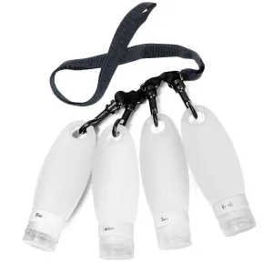 Gym Refillable Bottles Leak Proof Travel Containers with Shower Lanyard, for Camping 3.3oz TSA Approved Squeezable Silicone Travel Tube Set for Gym Shampoo Lotion Soap