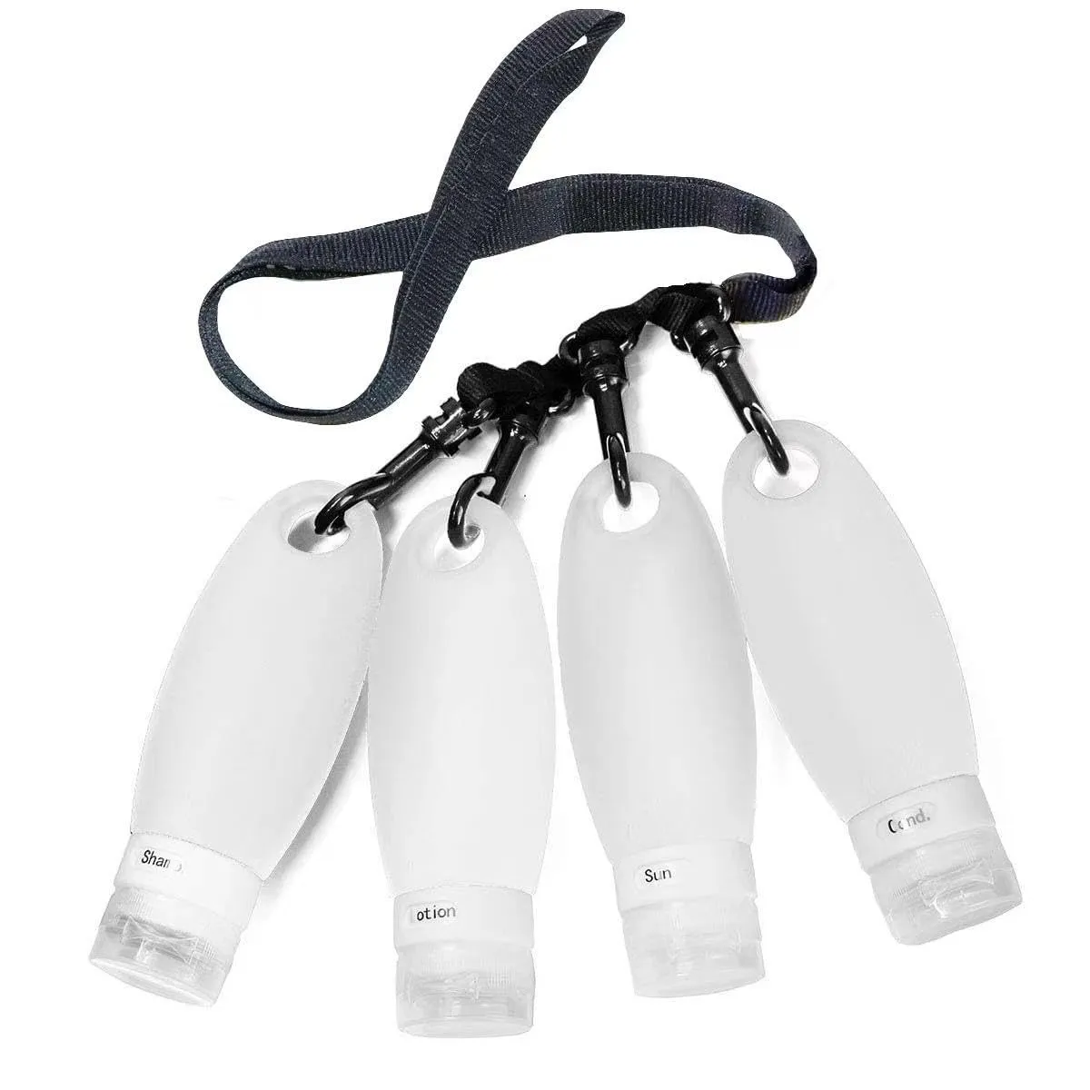 Gym Refillable Bottles Leak Proof Travel Containers with Shower Lanyard, for Camping 3.3oz TSA Approved Squeezable Silicone Travel Tube Set for Gym Shampoo Lotion Soap