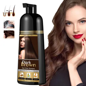 Hair Color Dye Shampoo Dark Brown for Gray Hair, Instant Natural Hair Dye Shampoo for Women & Man, 3-In-1 & Semi-Permanent, Herbal Ingredients & Ammonia-Free, Fast Acting and Long Lasting (DARK BROWN)