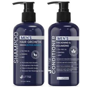 Hair Growth Shampoo & Conditioner Set - Natural Thickening Shampoo & Conditioner with Tea Tree Oil Ginseng Mint for Hair Loss and Thinning Hair - 10.1 fl.oz