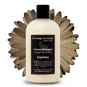 Hair Shampoo - Espresso Scent - Hand Crafted 12 fl oz / 354 ml Natural Artisan Hair Care, Gentle, Sulfate & Paraben Free, Cleanse, Moisturize, & Protect. Made in the USA.