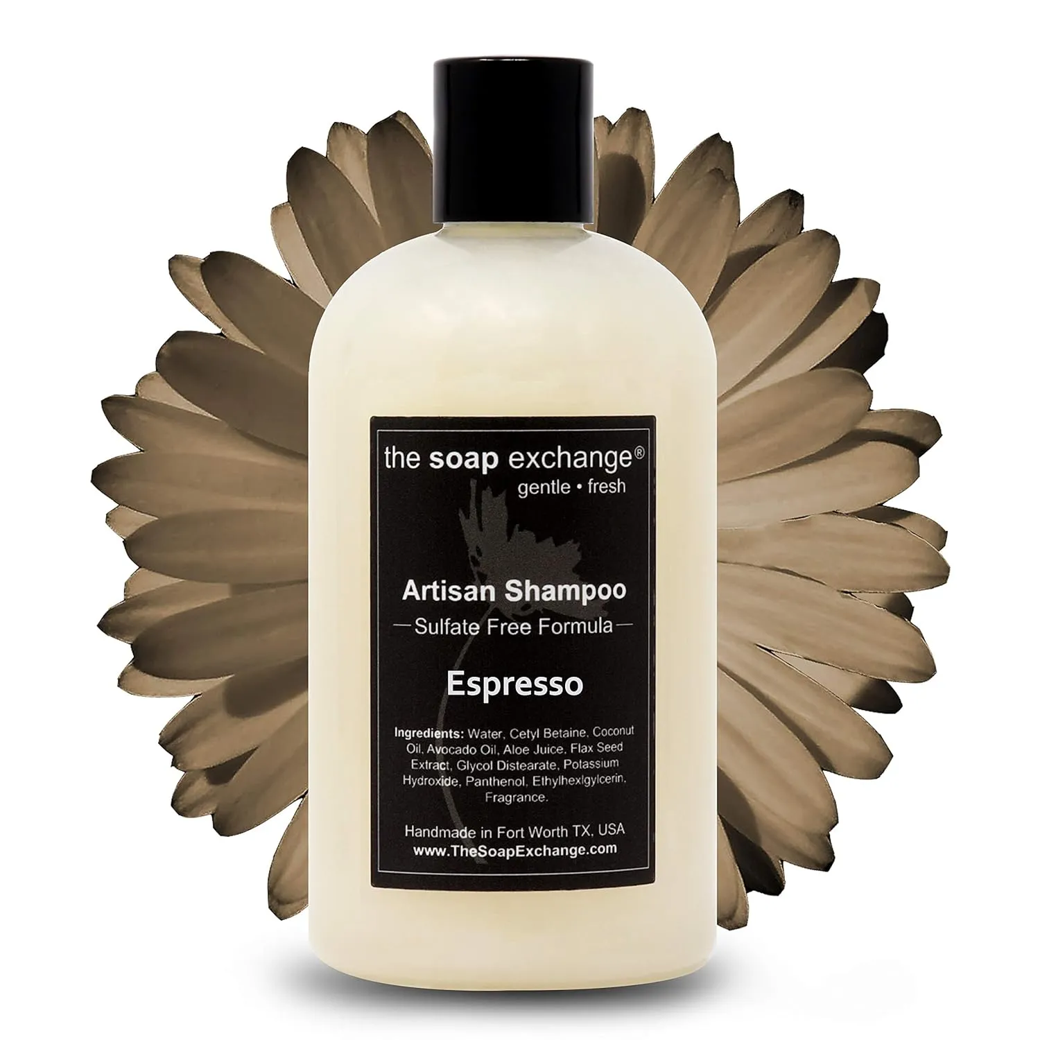 Hair Shampoo - Espresso Scent - Hand Crafted 12 fl oz / 354 ml Natural Artisan Hair Care, Gentle, Sulfate & Paraben Free, Cleanse, Moisturize, & Protect. Made in the USA.