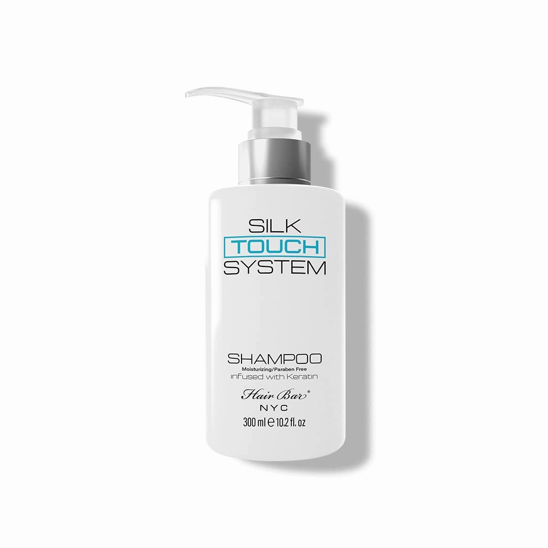 Hair Bar NYC Silk Touch System Keratin Care Smoothing Shampoo: Infused with pure keratin and biotin, this shampoo is perfect for chemically and color-treated hair. frizz-free results | 10.2oz (300ml)