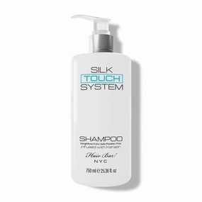 Hair Bar NYC Silk Touch System Keratin Care Smoothing Shampoo with Pure Keratin & Biotin For Chemically & Color Treated Hair 25.36oz/750ml - Extend Keratin Treatment, Rebuild & Nourish