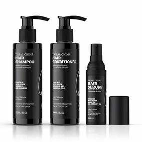 Hair Care Kit - Peppermint Scented, Natural, Biotin Enriched Shampoo (250ml), Conditioner (250ml), Serum (30g) for All Hair Types