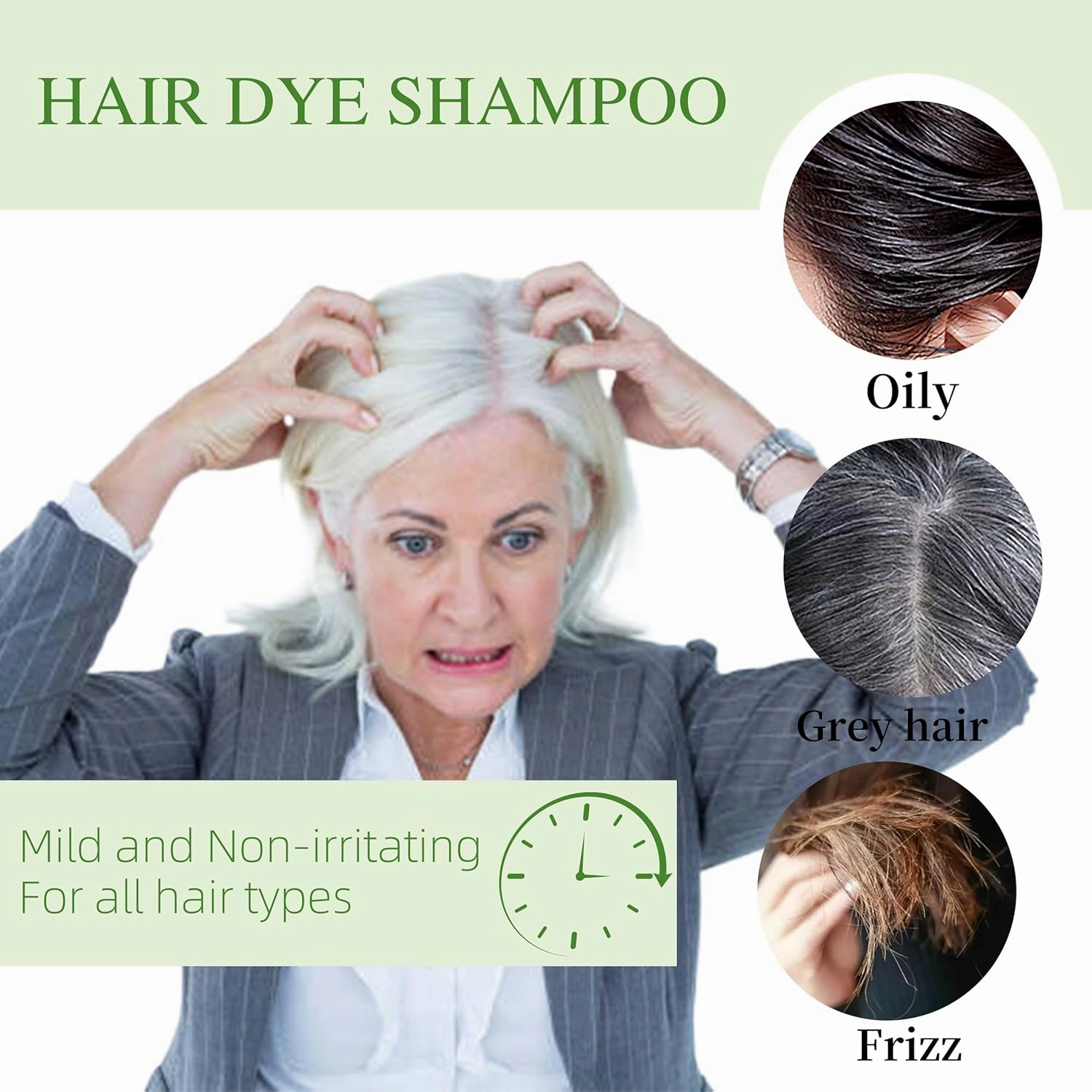 Hair Dye Shampoo 3 in 1 for Gray Hair Coverage, Herbal Ingredients Natural Shampoo Hair Dye for Women & Men/Ammonia-Free 520ml(Coffee)