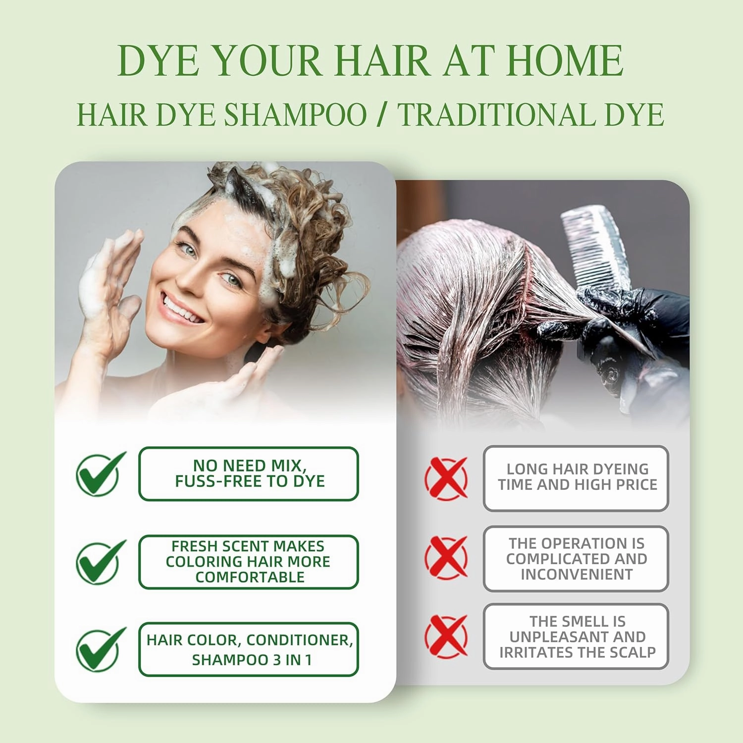 Hair Dye Shampoo 3 in 1 for Gray Hair Coverage, Herbal Ingredients Natural Shampoo Hair Dye for Women & Men/Ammonia-Free 520ml(Coffee)