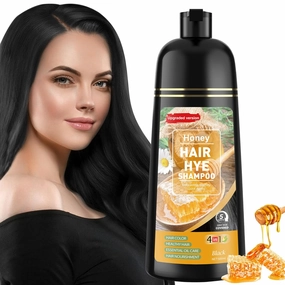 Hair Dye Shampoo 3 in 1 for Women & Men 100% Gray Hair Coverage - Herbal Ingredients Natural Plant Hair Color - Hair Dye in Minutes 500ML（Black）