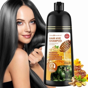 Hair Dye Shampoo 3 in 1 for Women & Men 100% Gray Hair Coverage - Herbal Ingredients Natural Plant Hair Color - Hair Dye in Minutes 500ML（Black）