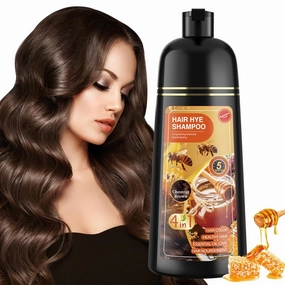 Hair Dye Shampoo 3 in 1 for Women & Men 100% Gray Hair Coverage - Herbal Ingredients Natural Plant Hair Color - Hair Dye in Minutes 500ML（Chestnut Brown）