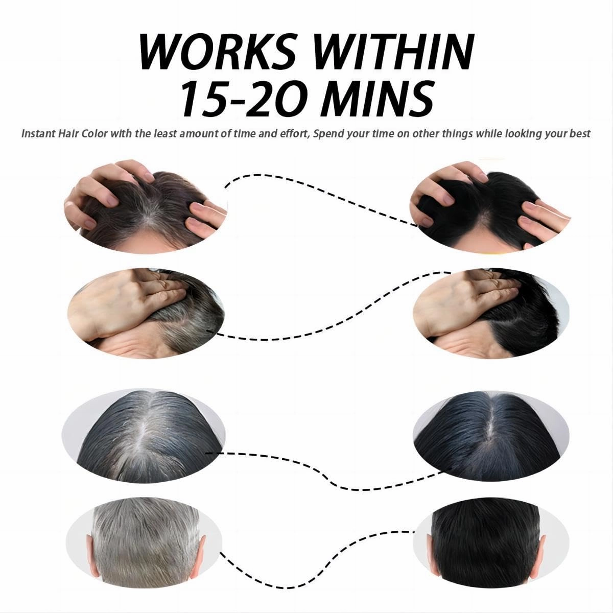Hair Dye Shampoo 3 in 1, Instant Herb Ingrident Hair Dye to Cover Gray Hair, Long-lasting & Natual, Chestnut Brown, 400 ML
