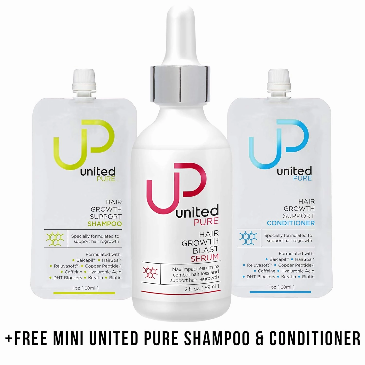 Hair Growth Serum, 2 Oz | AnaGain & 3% Redensyl | w/Capixyl, Baicapil, HairSpa, Orich-37, Pentavitin | Caffeine | Anti Hair Loss Product w/Free UP Shampoo/Conditioner Minis
