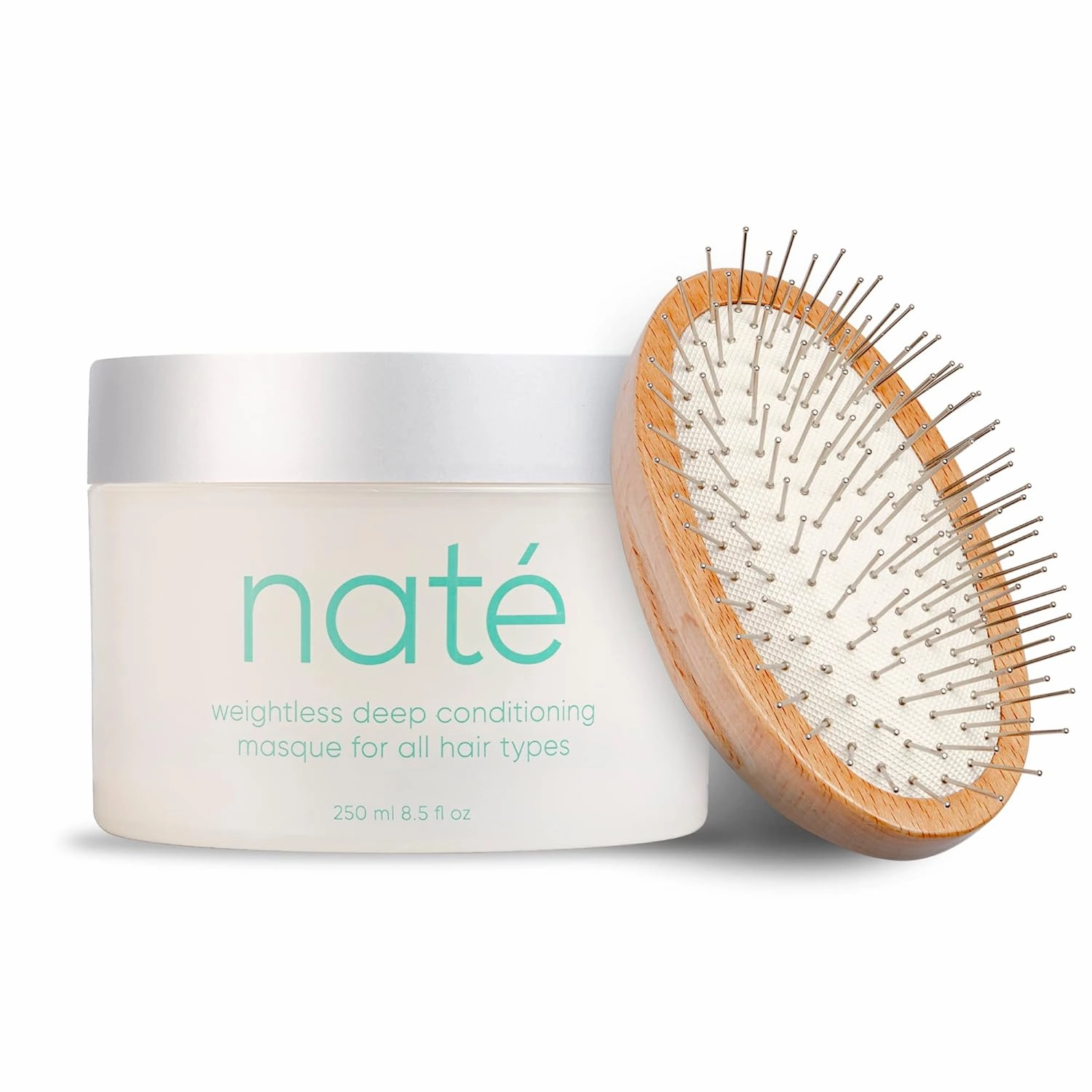 Hair Mask with Detangling Brush Weightless Deep Conditioning with Aloe Vera, Pacific Seaweed and Kaolin Clay Treatment for All Hair Types