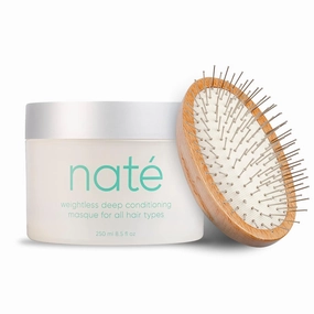 Hair Mask with Detangling Brush Weightless Deep Conditioning with Aloe Vera, Pacific Seaweed and Kaolin Clay Treatment for All Hair Types