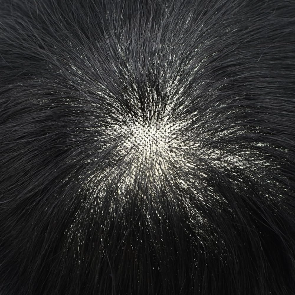 Hair Piece For Men Full French Lace Mens Toupee Human Hair Replacement Systems Bleached Knots Men Toupee Hair Systems Hair Pieces For Men 8x10-100% Light medium density#1 JET BLACK