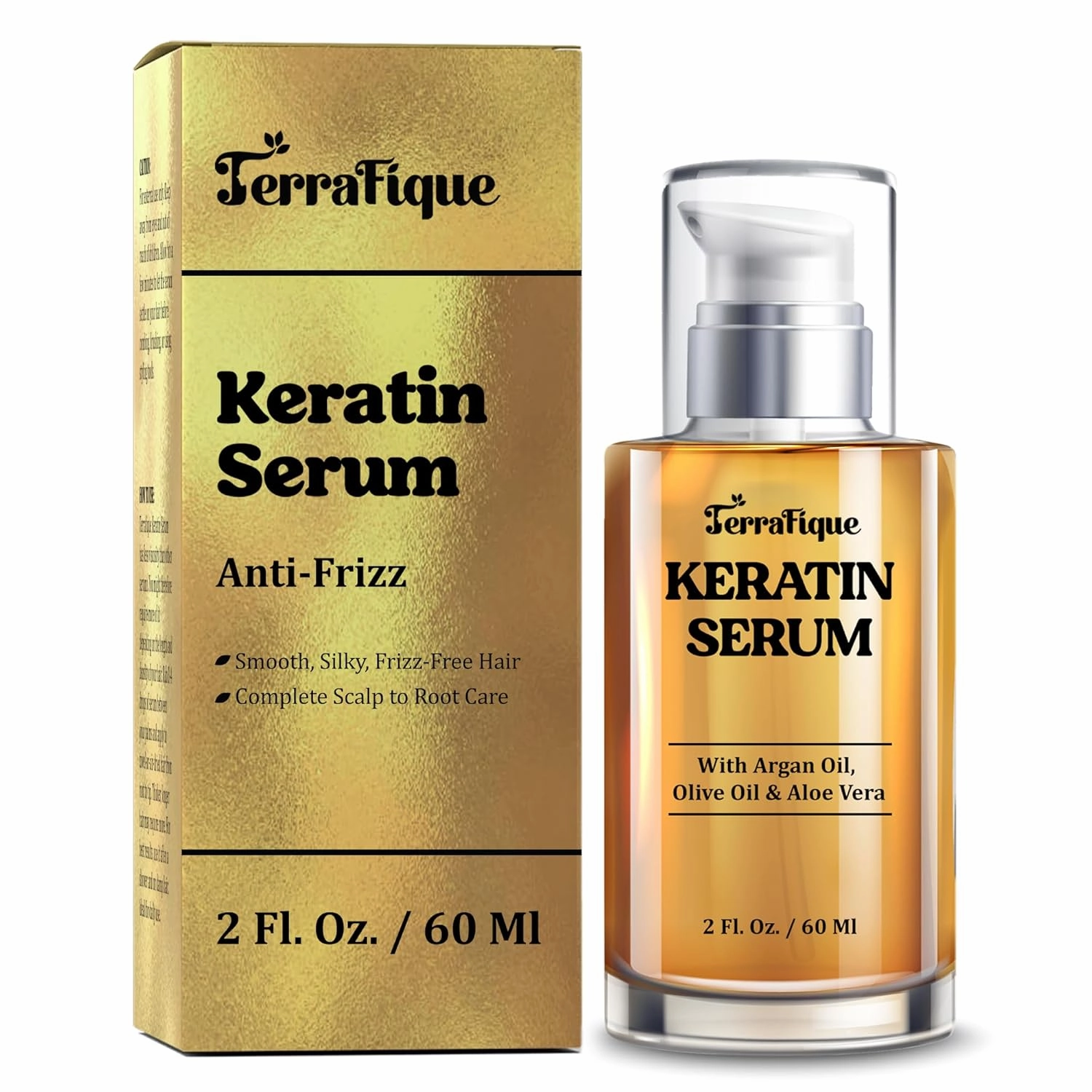 Hair Straightening Serum - Anti-Frizz Leave-in Conditioner with Keratin and Argan Oil for All Hair Types - 2 Fl. Oz.