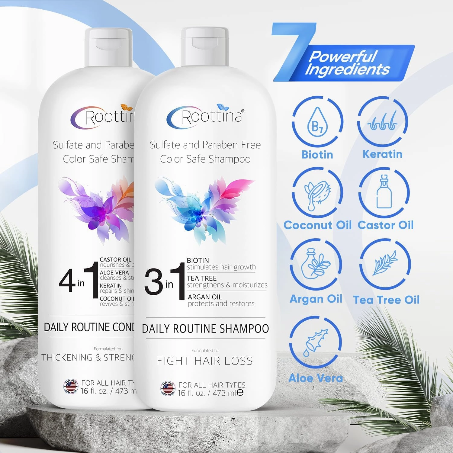 Hair Thickening Shampoo and Conditioner Set for Thinning Hair and Hair Loss Concerns – Volumizing Formula With Biotin & DHT Blockers, Sulfate-Free, Color-Safe, for Women & Men, Made in USA, 16fl oz x2