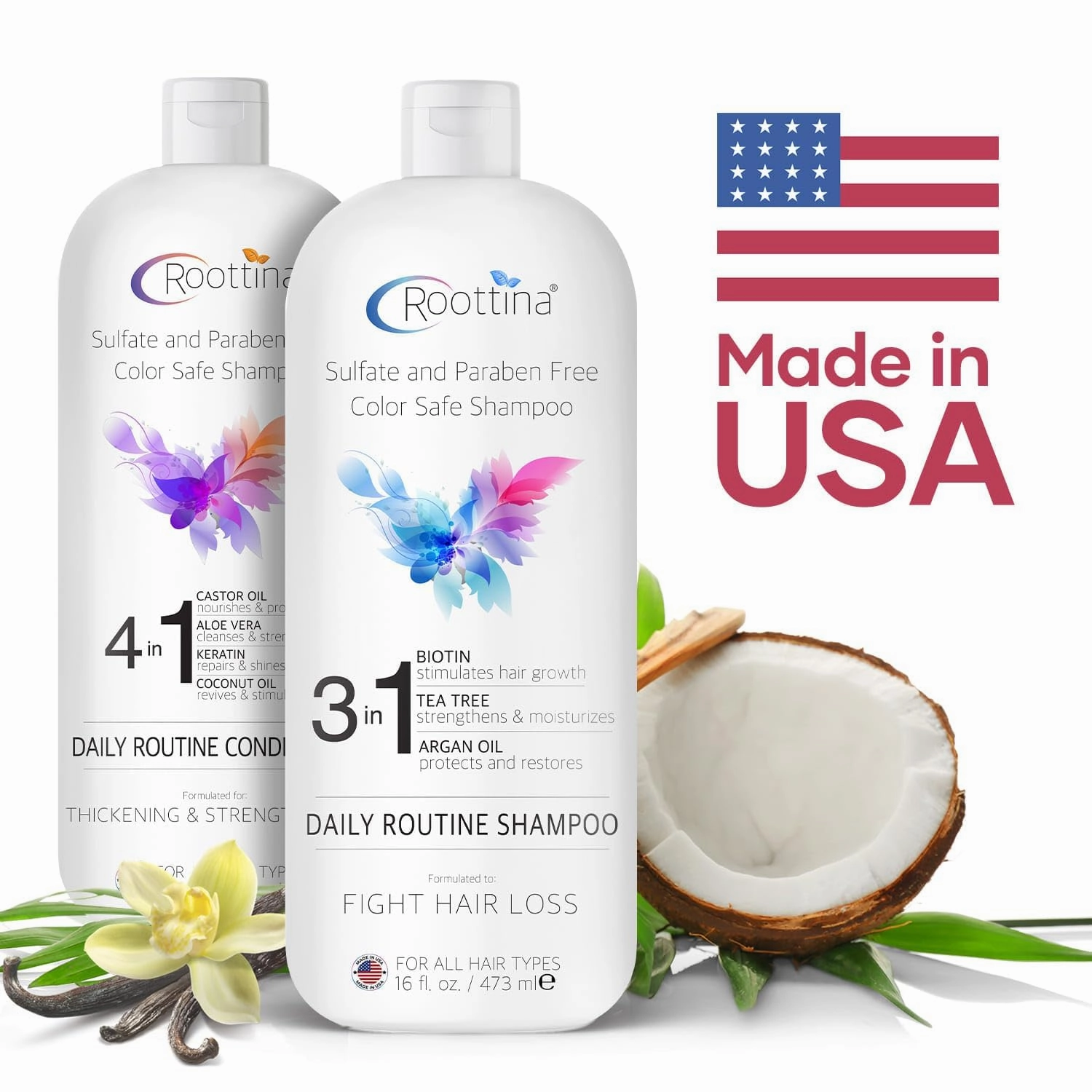 Hair Thickening Shampoo and Conditioner Set for Thinning Hair and Hair Loss Concerns – Volumizing Formula With Biotin & DHT Blockers, Sulfate-Free, Color-Safe, for Women & Men, Made in USA, 16fl oz x2