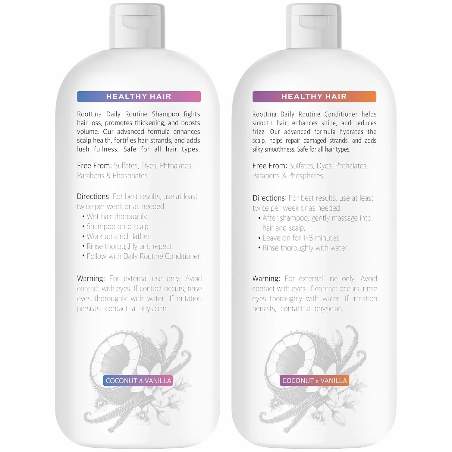 Hair Thickening Shampoo and Conditioner Set for Thinning Hair and Hair Loss Concerns – Volumizing Formula With Biotin & DHT Blockers, Sulfate-Free, Color-Safe, for Women & Men, Made in USA, 16fl oz x2