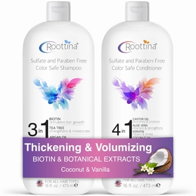 Hair Thickening Shampoo and Conditioner Set for Thinning Hair and Hair Loss Concerns – Volumizing Formula With Biotin & DHT Blockers, Sulfate-Free, Color-Safe, for Women & Men, Made in USA, 16fl oz x2