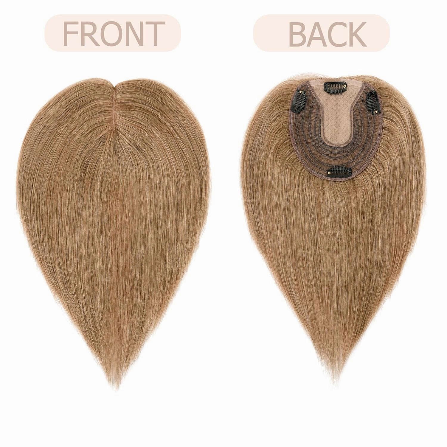 Hair Toppers for Women Real Human Hair No Bangs 13 * 15 cm Larger Silk Base 150% Density Clip In Topper Hairpieces Wiglet Top Hair Pieces for Women Whin Thinning Hair /10 Inch Light Brown