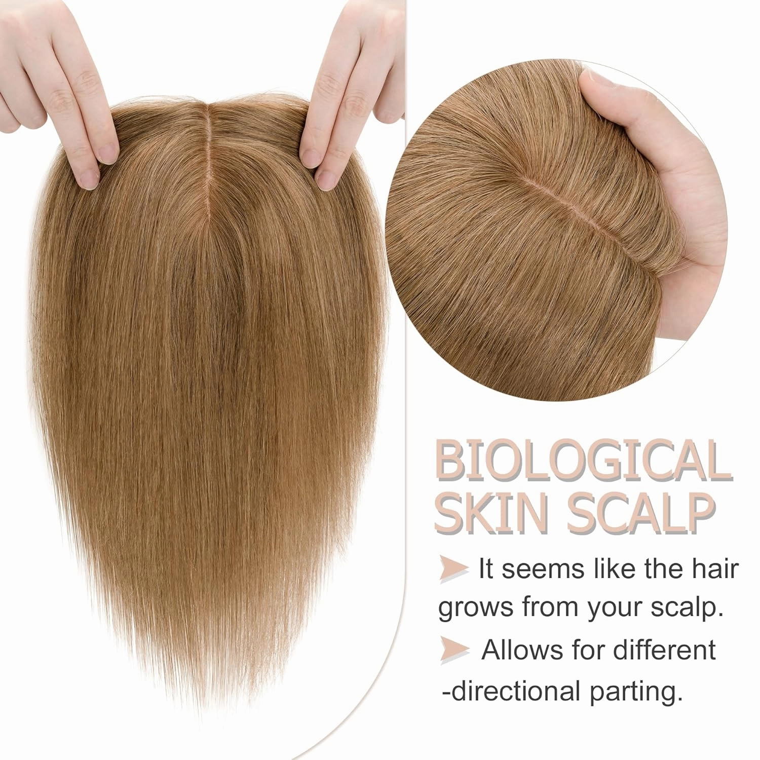 Hair Toppers for Women Real Human Hair No Bangs 13 * 15 cm Larger Silk Base 150% Density Clip In Topper Hairpieces Wiglet Top Hair Pieces for Women Whin Thinning Hair /10 Inch Light Brown