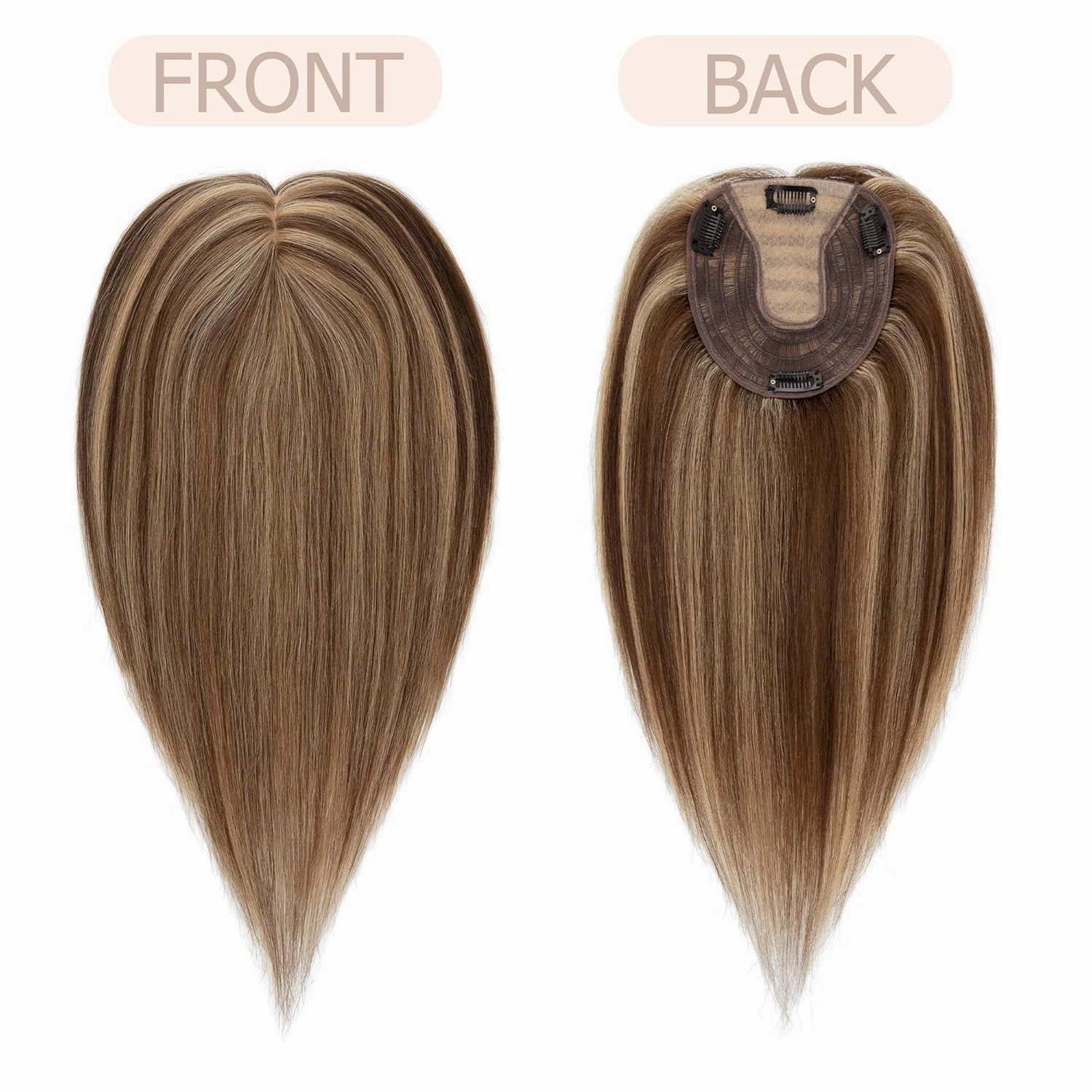 Hair Toppers for Women Real Human Hair No Bangs 13 * 15 cm Larger Silk Base 150% Density Clip In Topper Hairpieces Wiglet Top Hair Pieces for Women Whin Thinning Hair //10 Inch 4P27