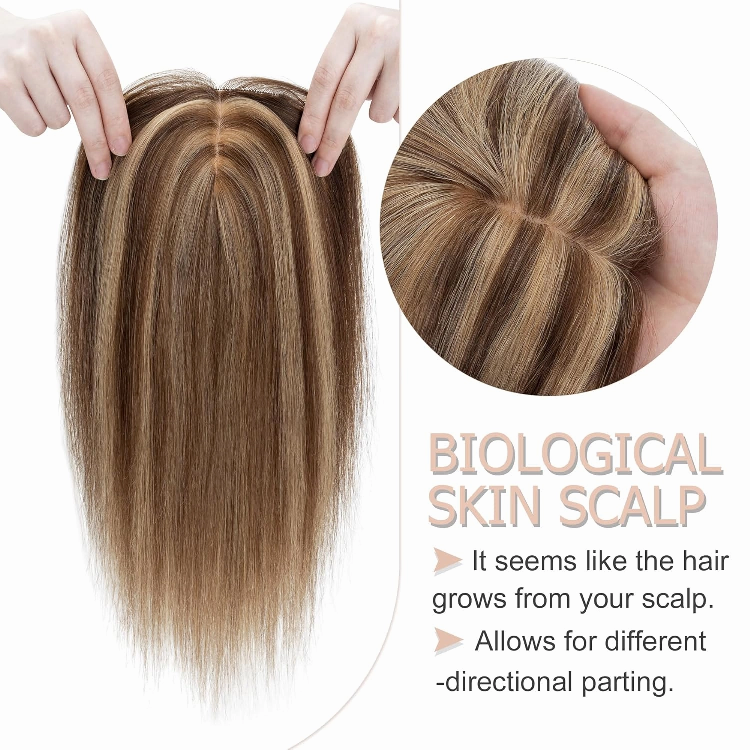 Hair Toppers for Women Real Human Hair No Bangs 13 * 15 cm Larger Silk Base 150% Density Clip In Topper Hairpieces Wiglet Top Hair Pieces for Women Whin Thinning Hair //10 Inch 4P27