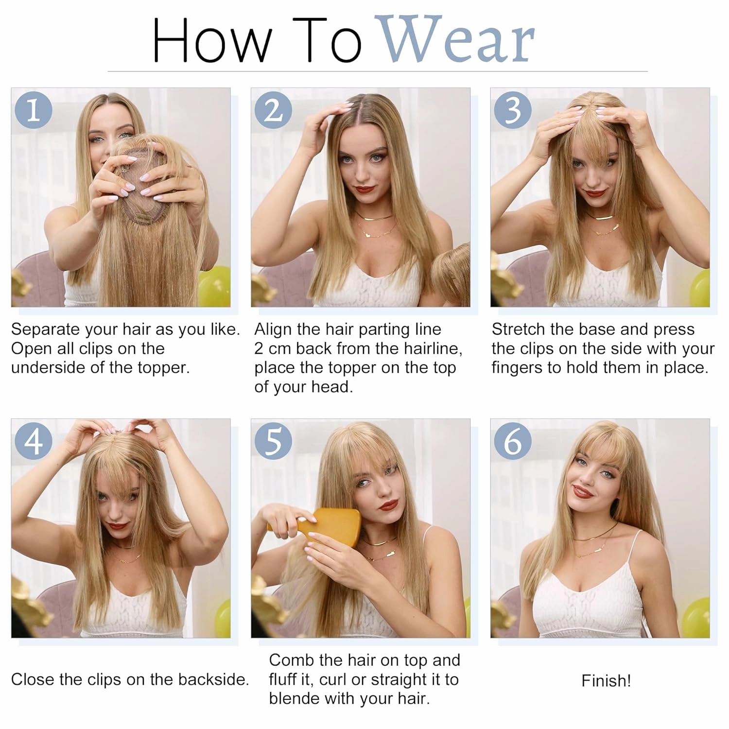 Hair Toppers for Women Real Human Hair With Bangs, 7 * 13 CM Silk Base Clip In Topper Hairpieces, Wiglet Top Pieces Add Volume -8 Inch Dark Brown