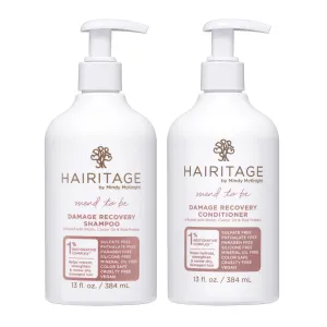 Hairitage Biotin Damage Repair Shampoo and Conditioner Set - Thickening   Volumizing - Biotin Castor Oil   Rice Protein - Sulfate Free   Color Safe - Deep Conditioning Treatment Dry Damaged Curly Hair