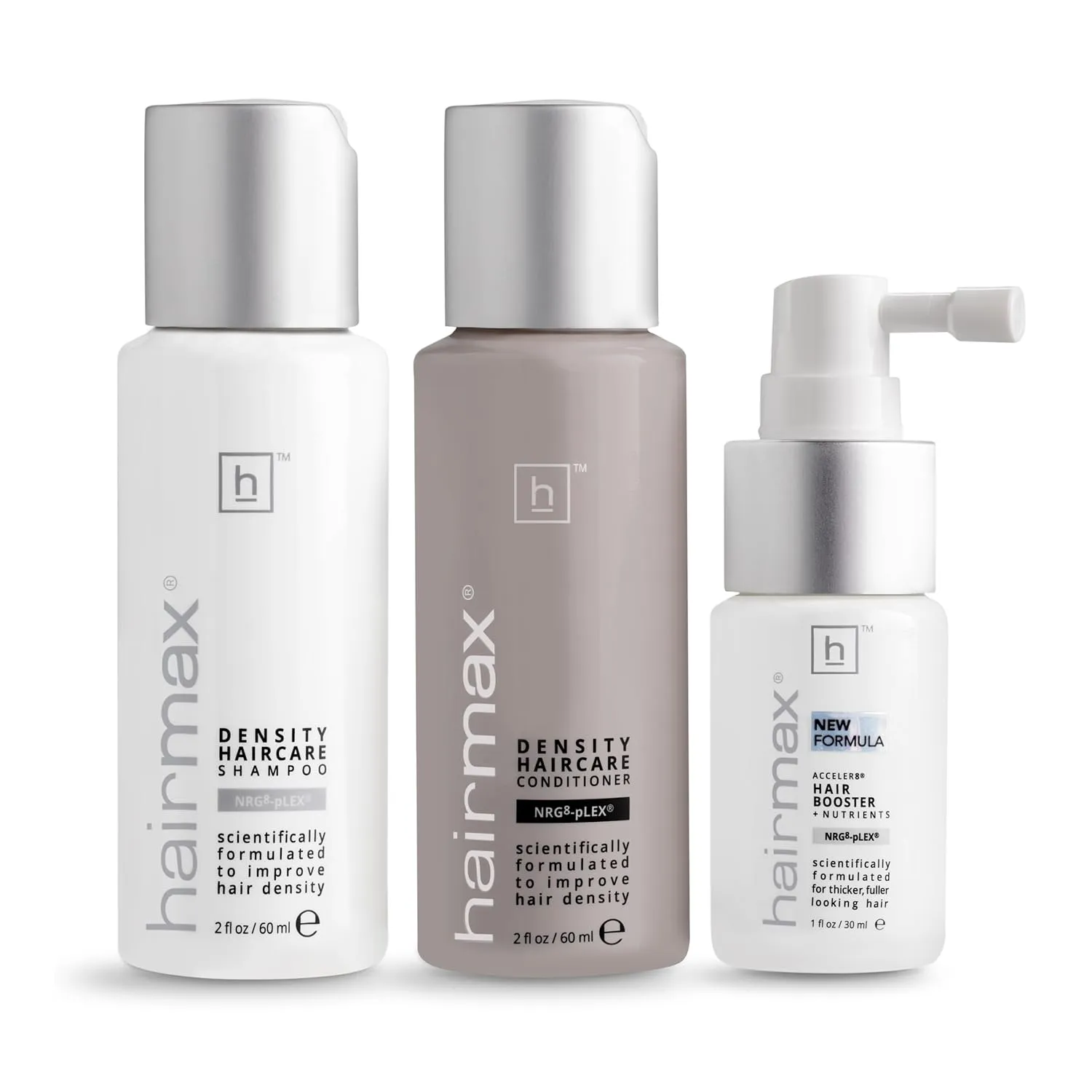 Hairmax Density Hair Care Set - For Thinning Hair - Invigorating Shampoo, Conditioner & Hair Booster - For Men & Women - 2 Bottles (2 fl oz) & 1 Bottle (1 fl oz)