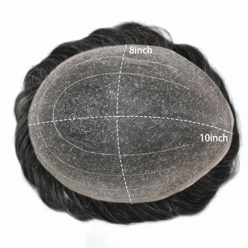 Hairpiece For Mens Toupee Human Hair Durable Fine Welded Monofulament Toupee For Mens Hair Replacement System Hair Piece For Mens 8X10#1B30#1B OFF BLACK 30% GREY 100% Density