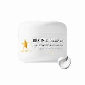 HAIRtamin Hair Conditioner - Biotin & Botanicals Deep Conditioning Mask for Dry, Damaged, Bleached Hair Repair, Moisturizing Hair Treatment for Curly Hair, 8 Fl Oz
