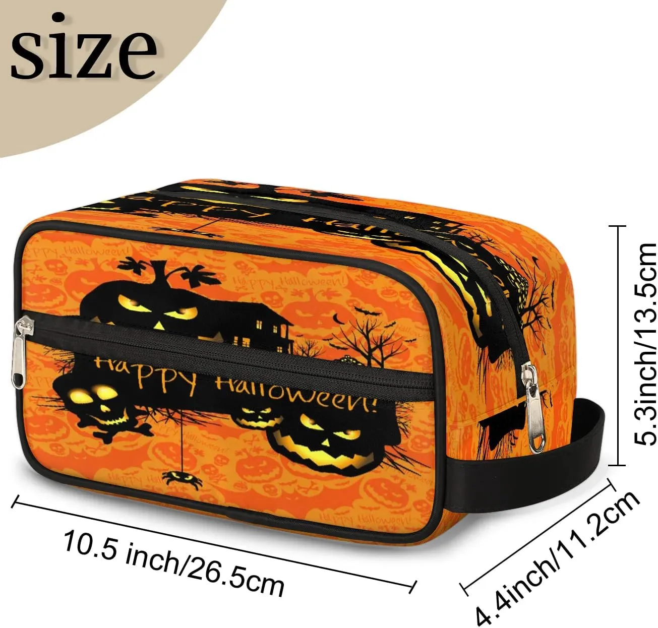 Halloween Theme Travel Toiletry Bag for Women Men Small Cosmetic Makeup Organizer Water Resistant Shaving Bag Portable Make Up Bag Storage Bags with Handle