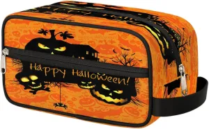 Halloween Theme Travel Toiletry Bag for Women Men Small Cosmetic Makeup Organizer Water Resistant Shaving Bag Portable Make Up Bag Storage Bags with Handle