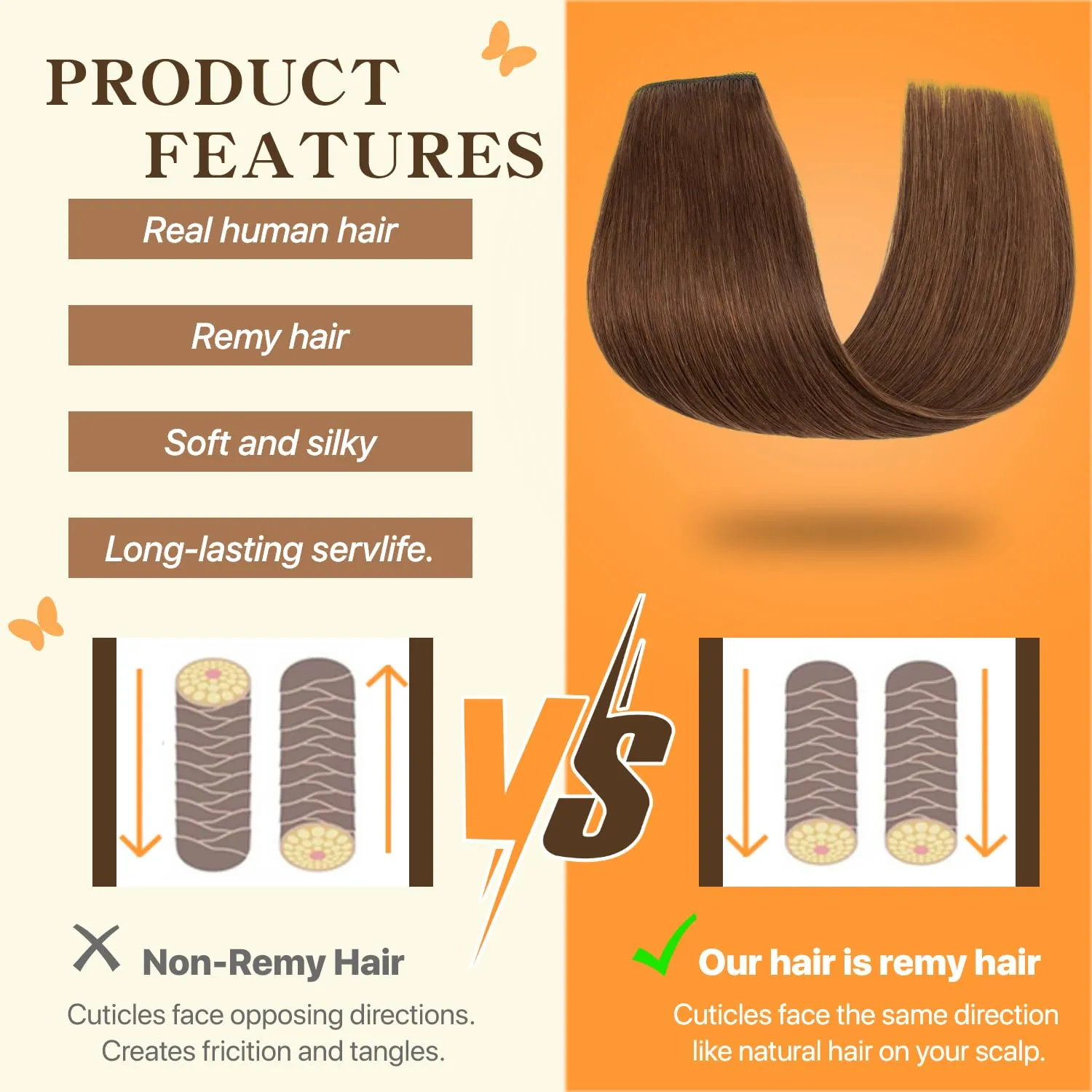 Halo Hair Extensions Straight, 100% Real Human Hair,No Tangle & Smooth,Invisible Wire Extensions for Women,55g,12 Inch, #04 Medium Brown