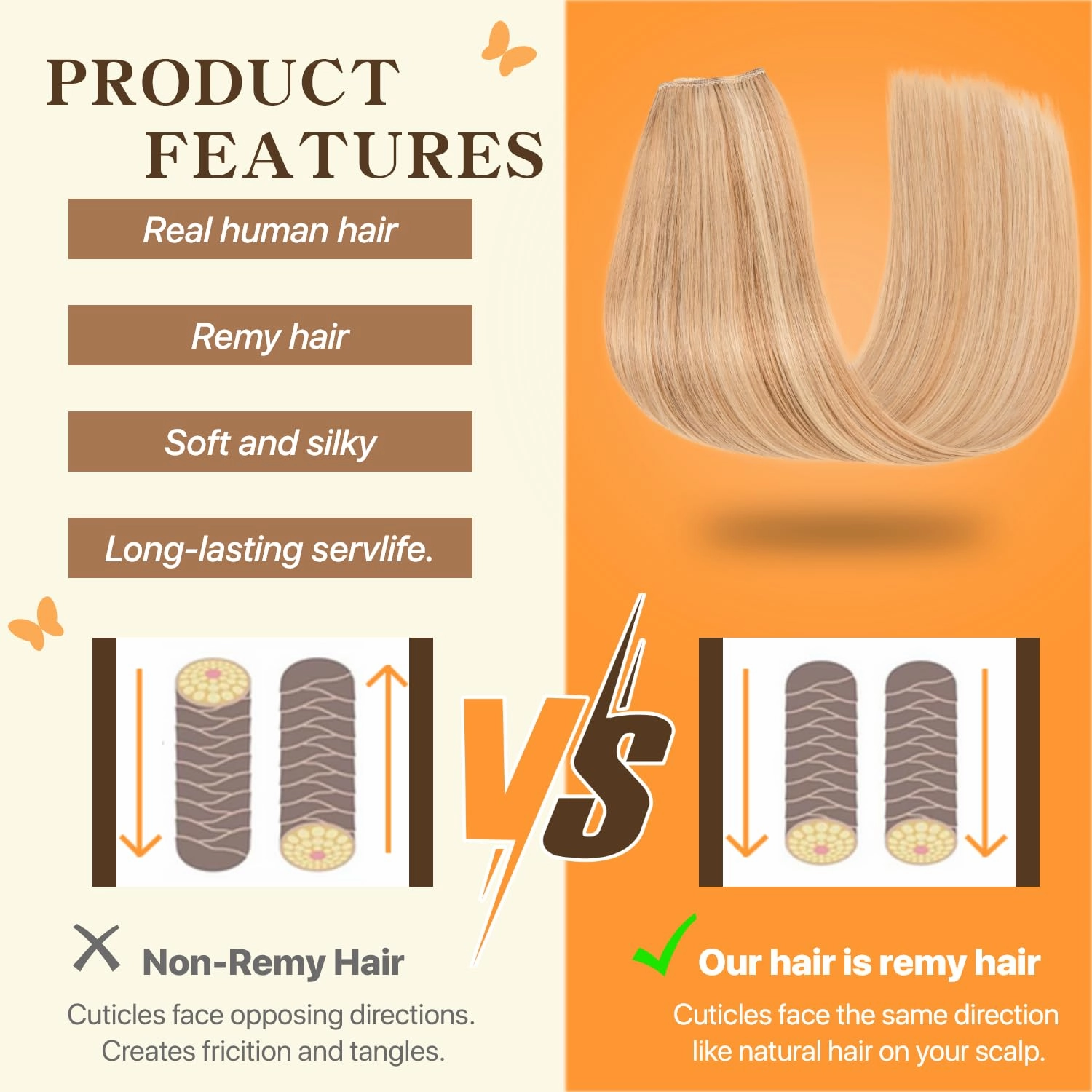 Halo Hair Extensions Straight, 100% Real Human Hair, Invisible Wire Extensions for Women,50g,12 Inch,#12P613 Golden Brown Mixed Bleach Blonde