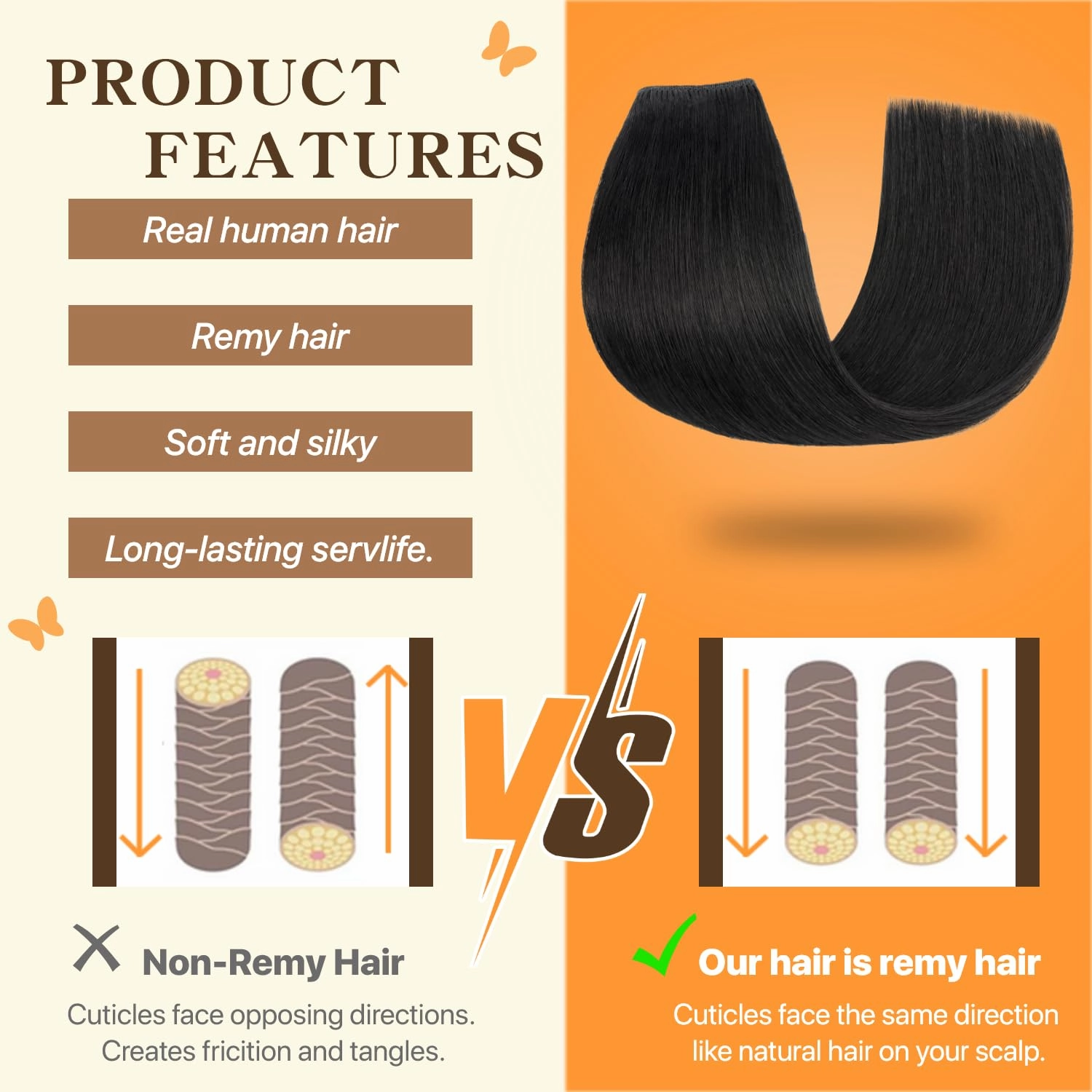 Halo Hair Extensions Straight, 100% Real Human Hair, Invisible Wire Extensions for Women,65g,16 Inch,#01 Jet Black