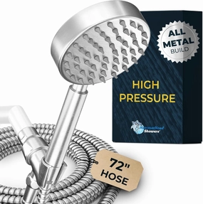 HammerHead Showers® ALL METAL Handheld Shower Head with Hose and Brass Holder - BRUSHED NICKEL - 2.5 GPM High Pressure Shower Heads with Adjustable Shower Wand Bracket - 6ft Flexible Extension