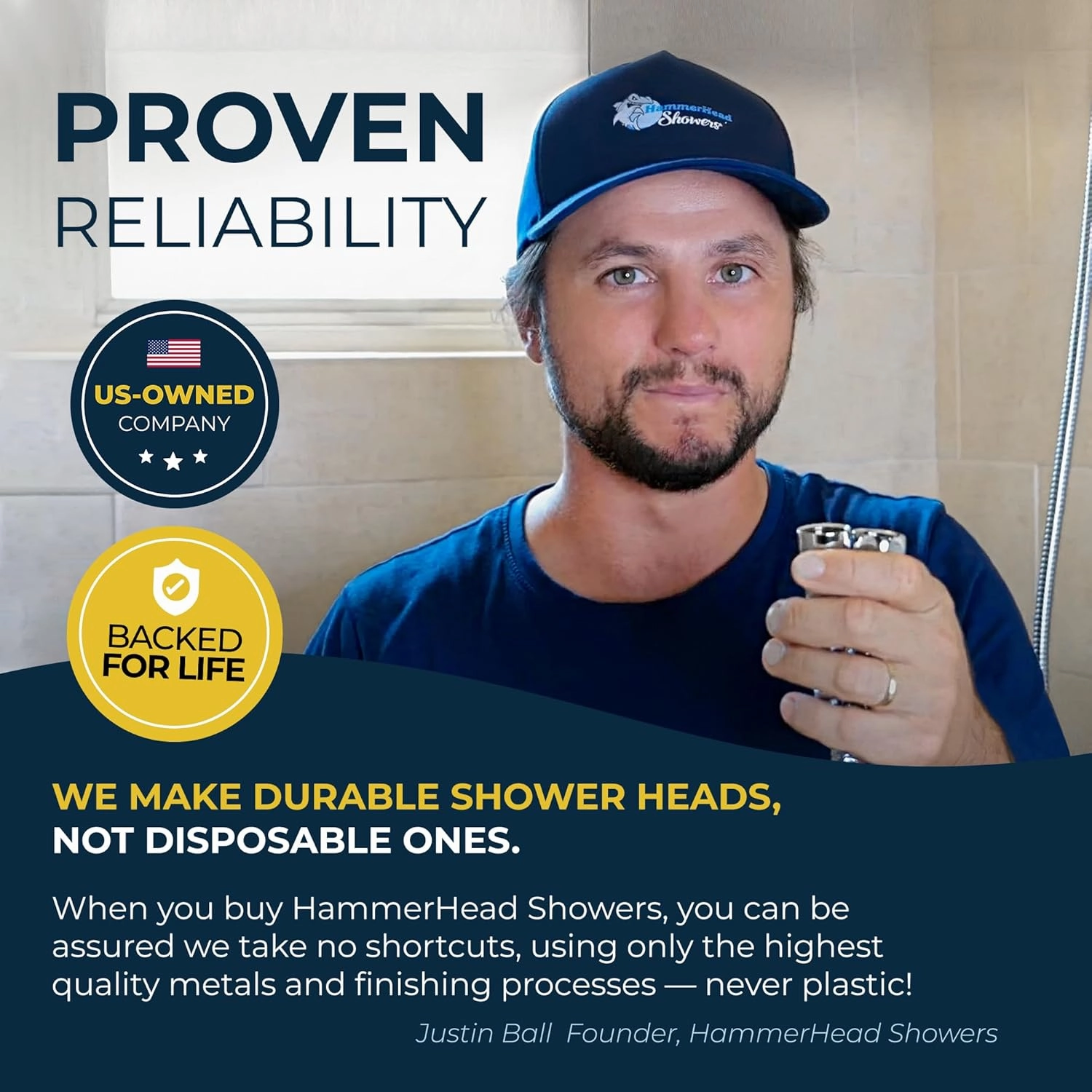 HammerHead Showers® ALL METAL Handheld Shower Head with Hose and Brass Holder - CHROME - 2.5 GPM High Pressure Shower Heads with Adjustable Shower Wand Bracket - 6ft Flexible Extension