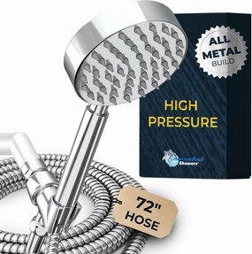 HammerHead Showers® ALL METAL Handheld Shower Head with Hose and Brass Holder - CHROME - 2.5 GPM High Pressure Shower Heads with Adjustable Shower Wand Bracket - 6ft Flexible Extension