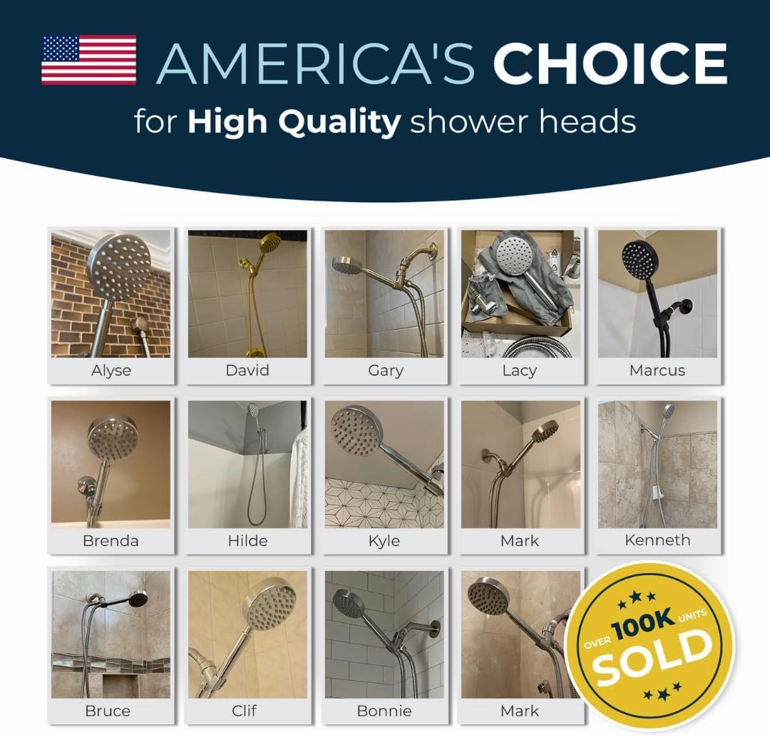 HammerHead Showers® ALL METAL Handheld Shower Head with Hose and Brass Holder - CHROME - 2.5 GPM High Pressure Shower Heads with Adjustable Shower Wand Bracket - 6ft Flexible Extension