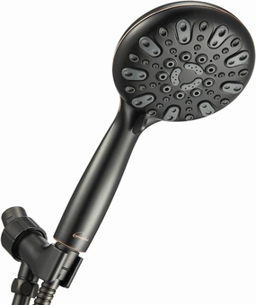 Handheld Shower Head, 6 Spray Setting High Pressure Shower Head with Brass Swivel Ball Bracket and Extra Long Stainless Steel Hose, Oil-Rubbed Bronze, 5"