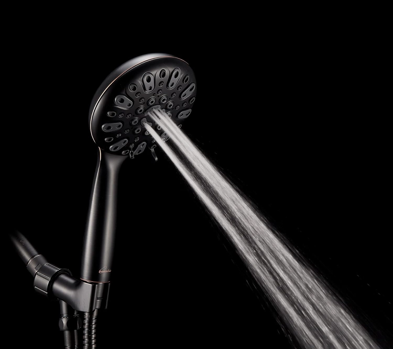 Handheld Shower Head, 6 Spray Setting High Pressure Shower Head with Brass Swivel Ball Bracket and Extra Long Stainless Steel Hose, Oil-Rubbed Bronze, 5"