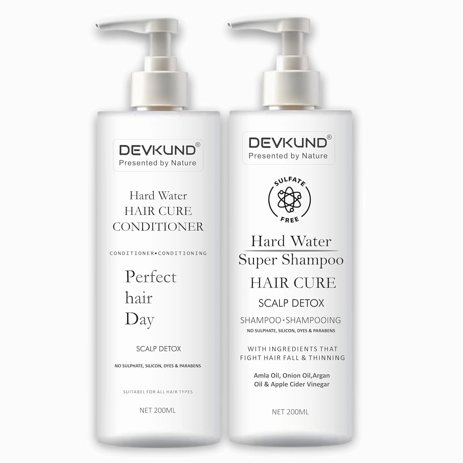Hard Water Hair Cure Shampoo & Hard Water Conditioner Perfect Hair Day | Scalp Detox Formula | Enriched With Pure & Clean Formula. Pack Of 2-400ml