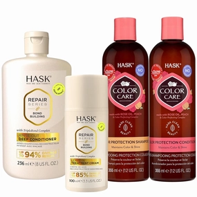 HASK Color Protection & Repair Bundle – Color Care Shampoo   Conditioner Set with Bond Building Deep Conditioner & Leave-In Treatment