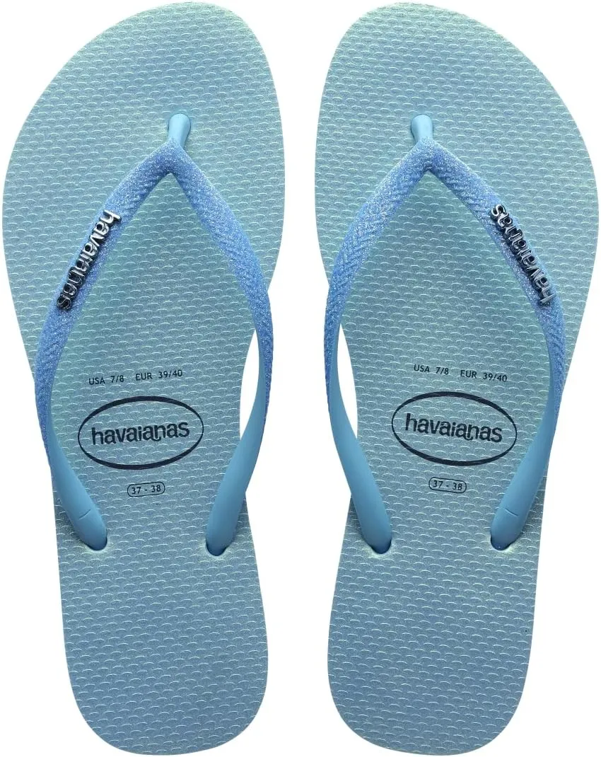 Havaianas for Women - Slim Glitter Iridescent Flip Flops - Lavender Blue - 6